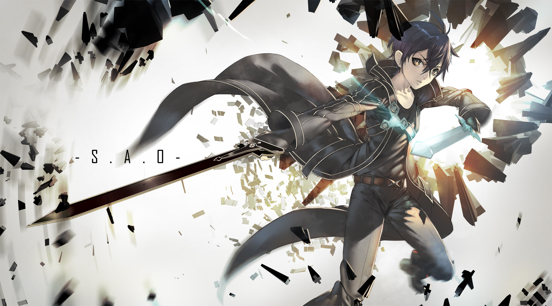 sword, Art, Online, Black, Hair, Gloves, Kirigaya, Kazuto, Male, Sumiobunnya, Sword, Weapon, Yellow, Eyes Wallpaper