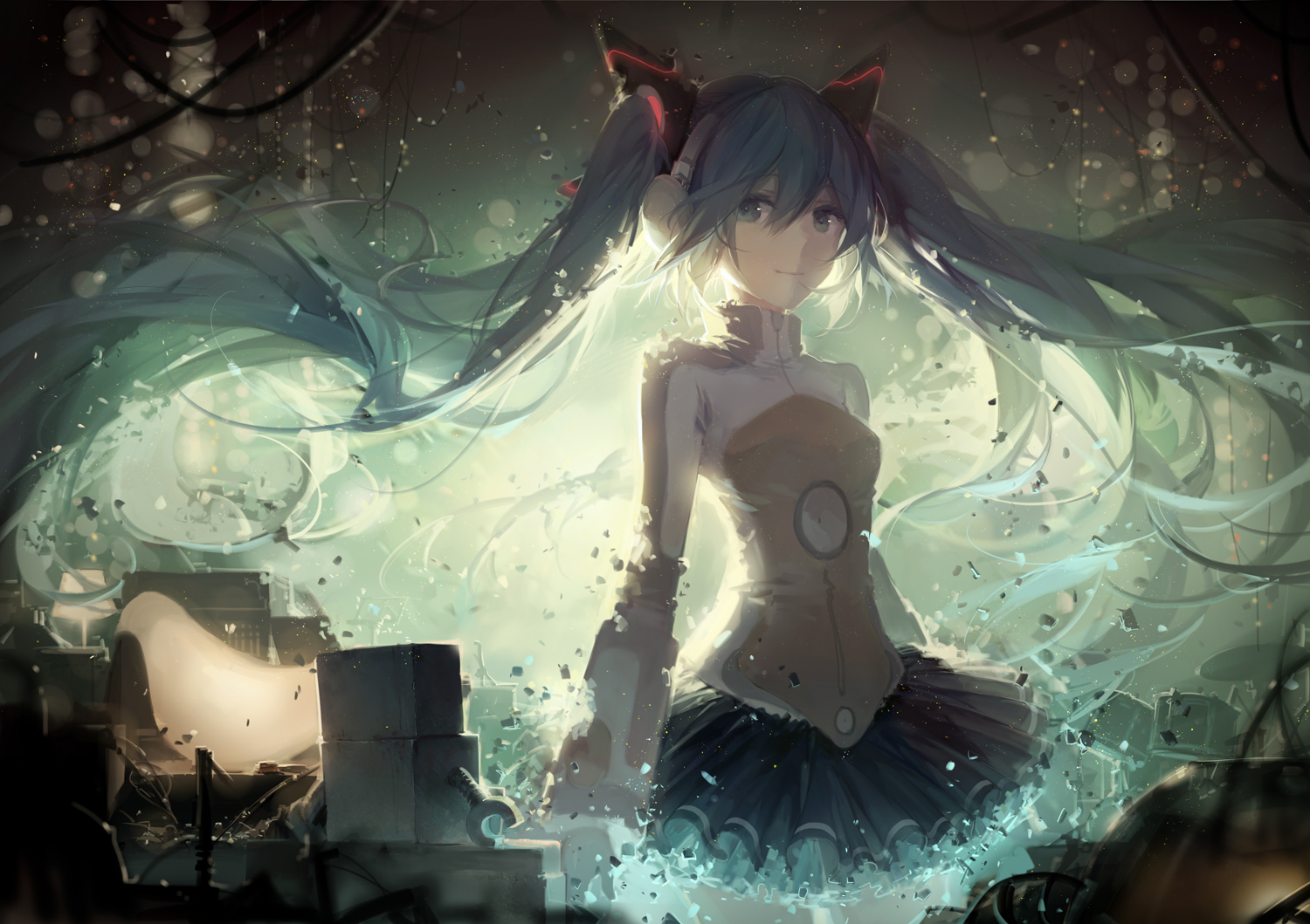 vocaloid, Hatsune, Miku, Headphones, Odds, And, Ends, Rella, Twintails Wallpaper