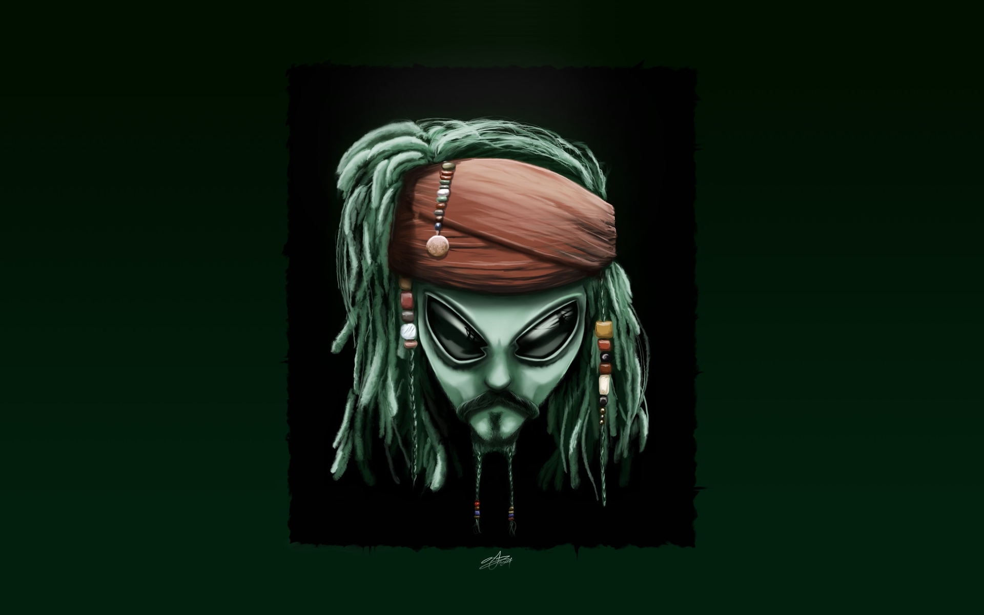alienware, Johnny, Depp, Digital, Art, Artwork, Alien, Captain, Jack, Sparrow Wallpaper