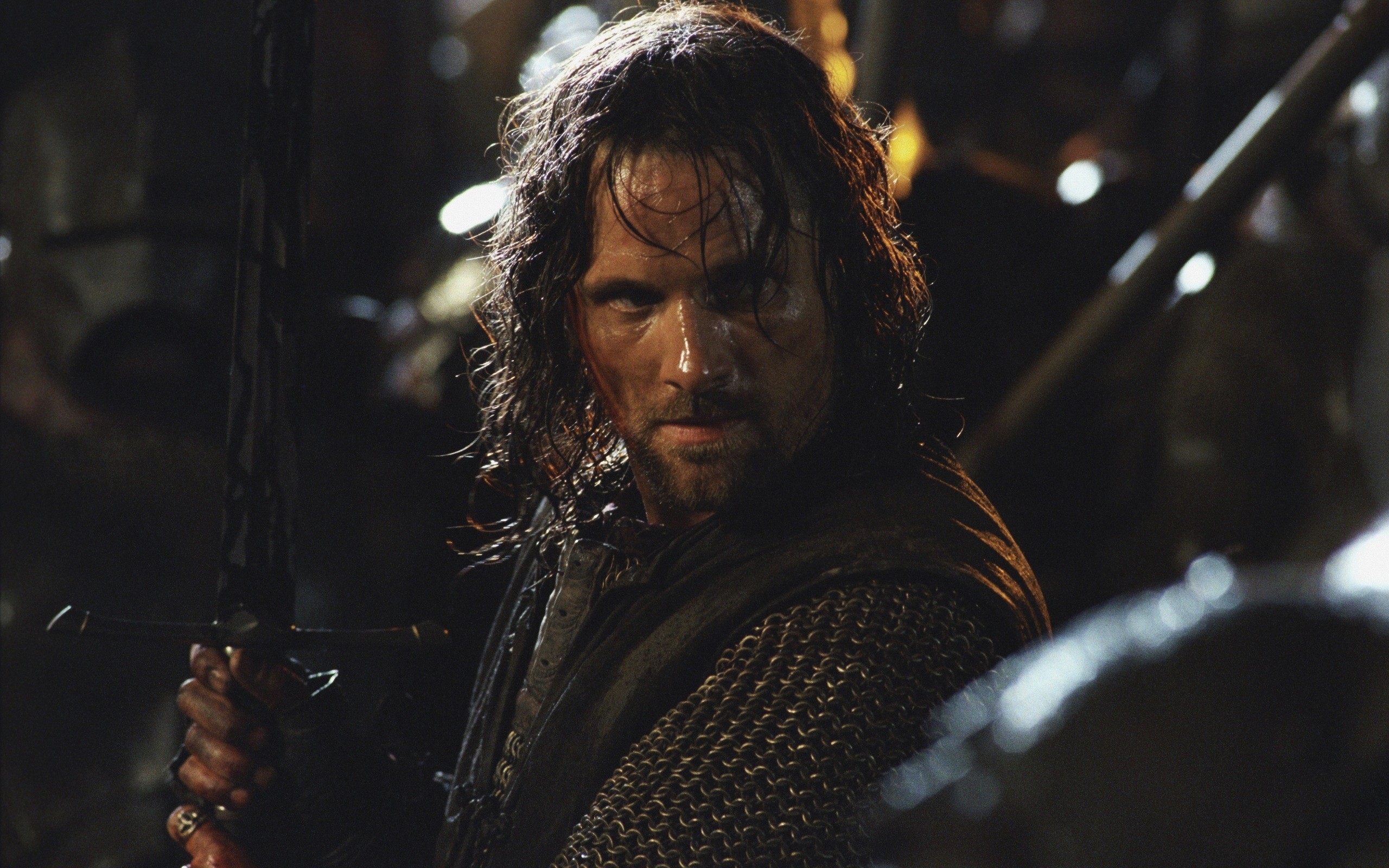brunettes, Movies, Men, The, Lord, Of, The, Rings, Aragorn, Viggo, Mortensen, Warriors, Swords, The, Two, Towers Wallpaper