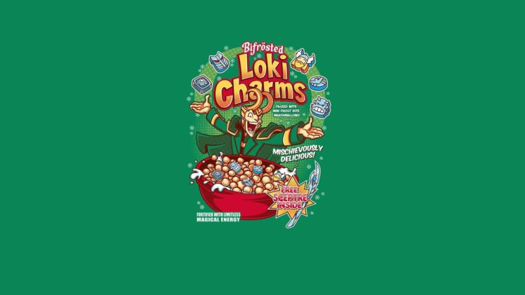 funny, Parody, Cereal, Loki, Green, Background HD Wallpaper Desktop Background