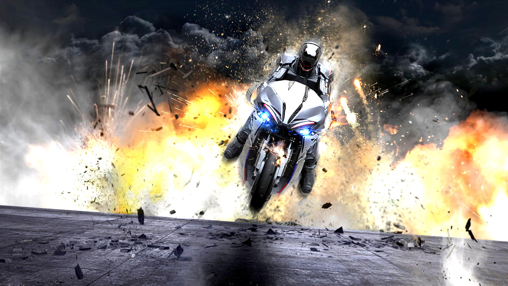 robocop, Sci fi, Cyborg, Robot, Warrior, Armor, Explosion, Fire Wallpaper