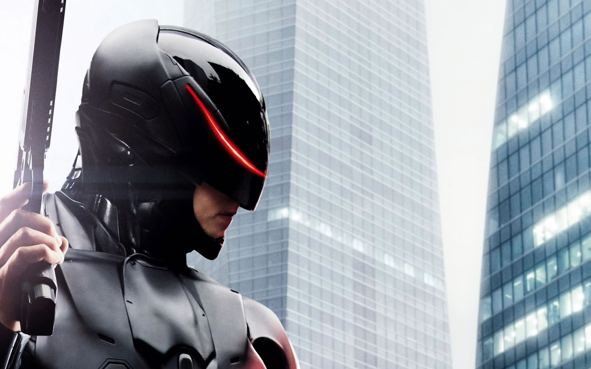 robocop, Sci fi, Cyborg, Robot, Warrior, Armor, Weapon, Gun, Pistol, Mask Wallpaper