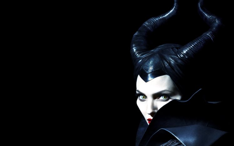 witch, Angelina, Jolie, Horns, Black, Background, Maleficent HD Wallpaper Desktop Background