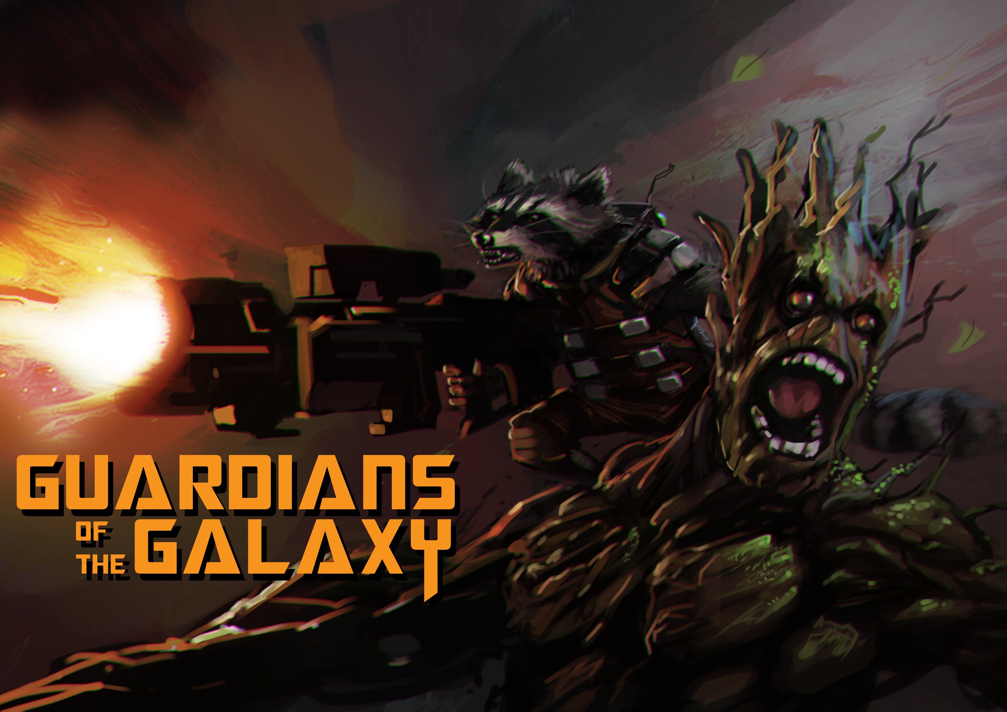 battle, Guardians, Of, The, Galaxy, Rocket, And, Groot, Movies, Fantasy, Sci fi Wallpaper