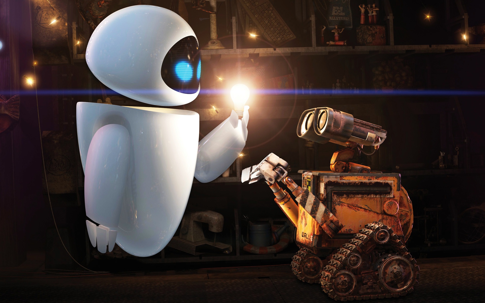 wall, E, And, Eve Wallpaper