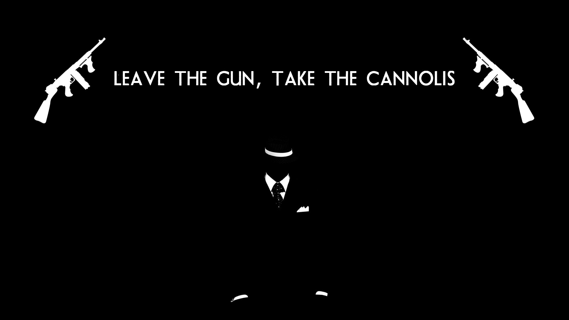 the, Godfather, Bw, Black, Gun, Cannolis, Movies, Mafia, Weapons, Text, Quotes, Statements, Humor Wallpaper