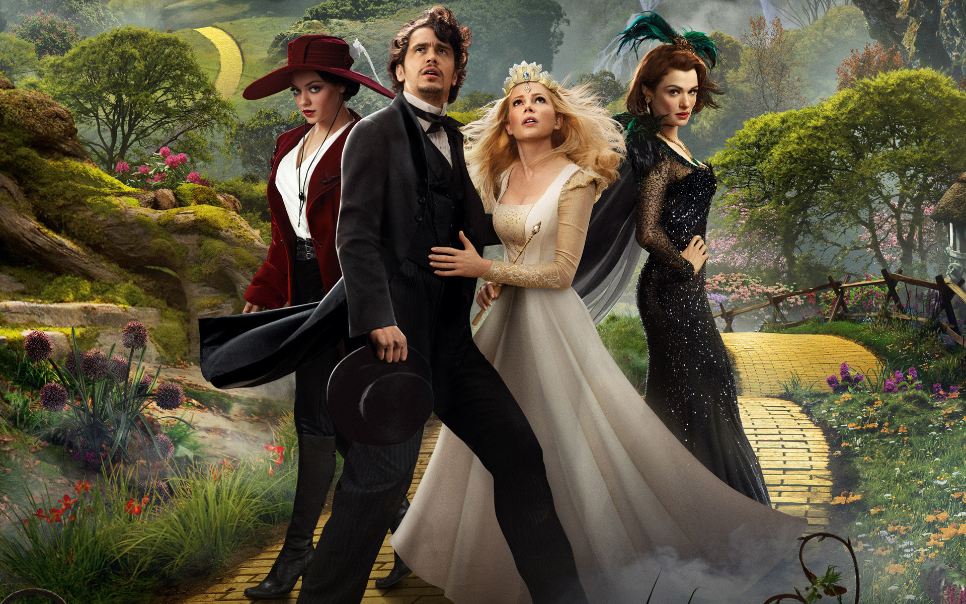 oz, The, Great, And, Terrible, Oz, The, Great, And, Powerful, Road, Grass, Four, James, Franco, Mila, Kunis, Rachel, Weisz, Michelle, Williams, A, Fairy, Tale Wallpaper