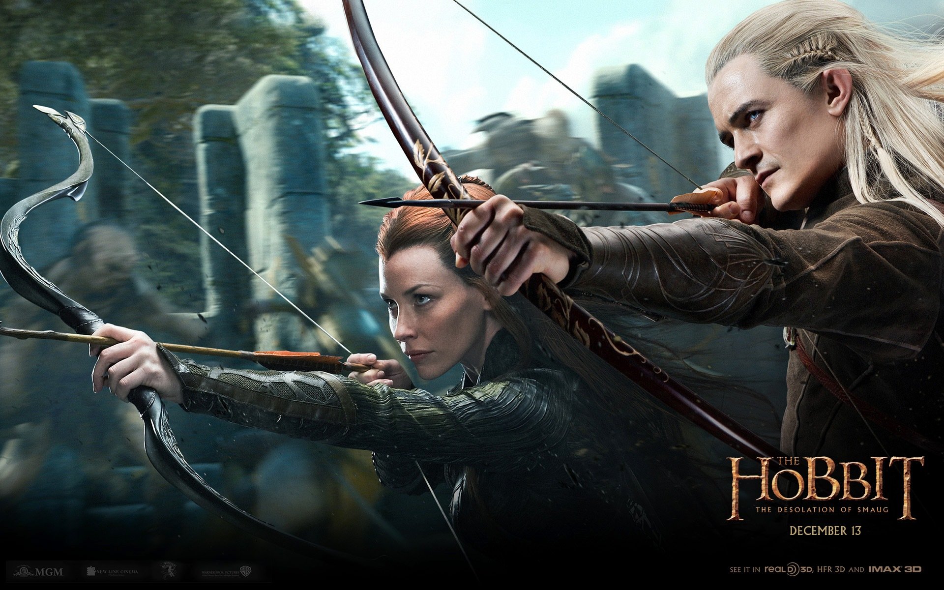 the, Hobbit, The, Desolation, Of, Smaug, Legolas, Tauriel, Movie Wallpaper