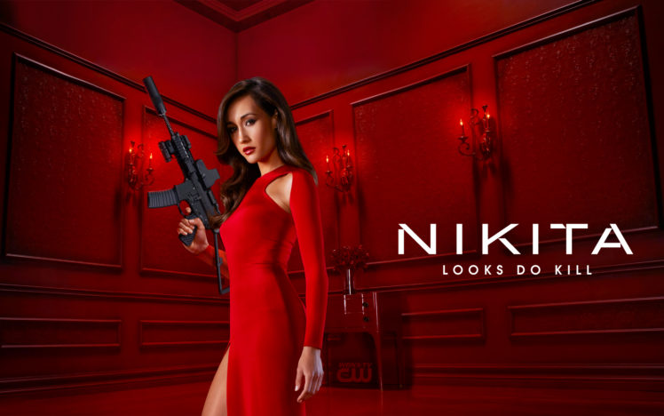 machine, Gun, Girls, With, Guns, Maggie, Q, Red, Dress, Nikita, Tv, Series HD Wallpaper Desktop Background