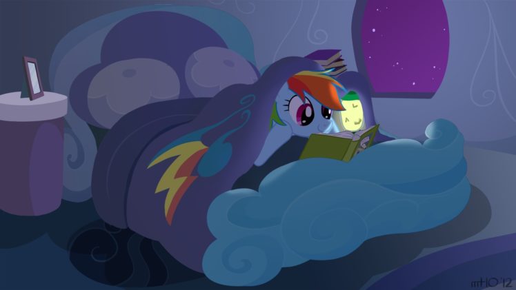 night, Reading, Ponies, Rainbow, Dash, Empty, My, Little, Pony , Friendship, Is, Magic HD Wallpaper Desktop Background