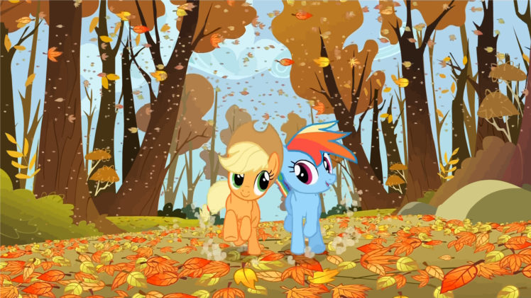 autumn, My, Little, Pony, Rainbow, Dash, Applejack HD Wallpaper Desktop Background