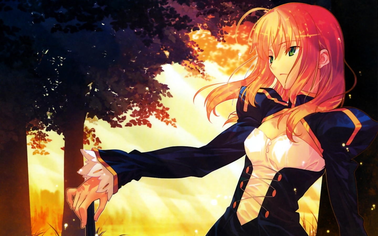 blondes, Fate stay, Night, Green, Eyes, Saber, Fate, Series Wallpaper