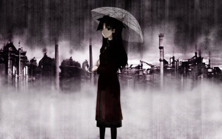 fate stay, Night, Tohsaka, Rin, Night, Rain, Anime, Umbrellas, Fate, Series HD Wallpaper Desktop Background