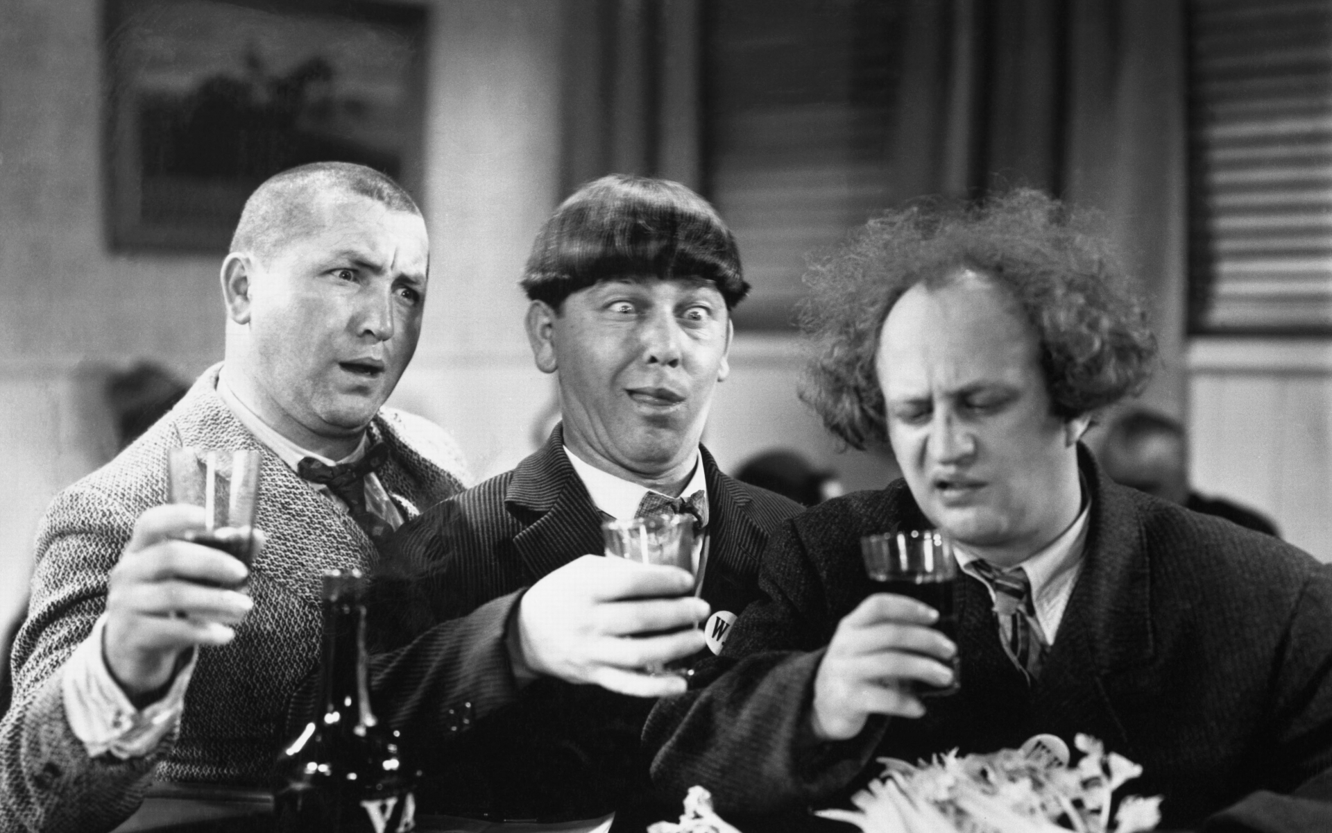 grayscale, Monochrome, Three, Stooges, Humor Wallpaper
