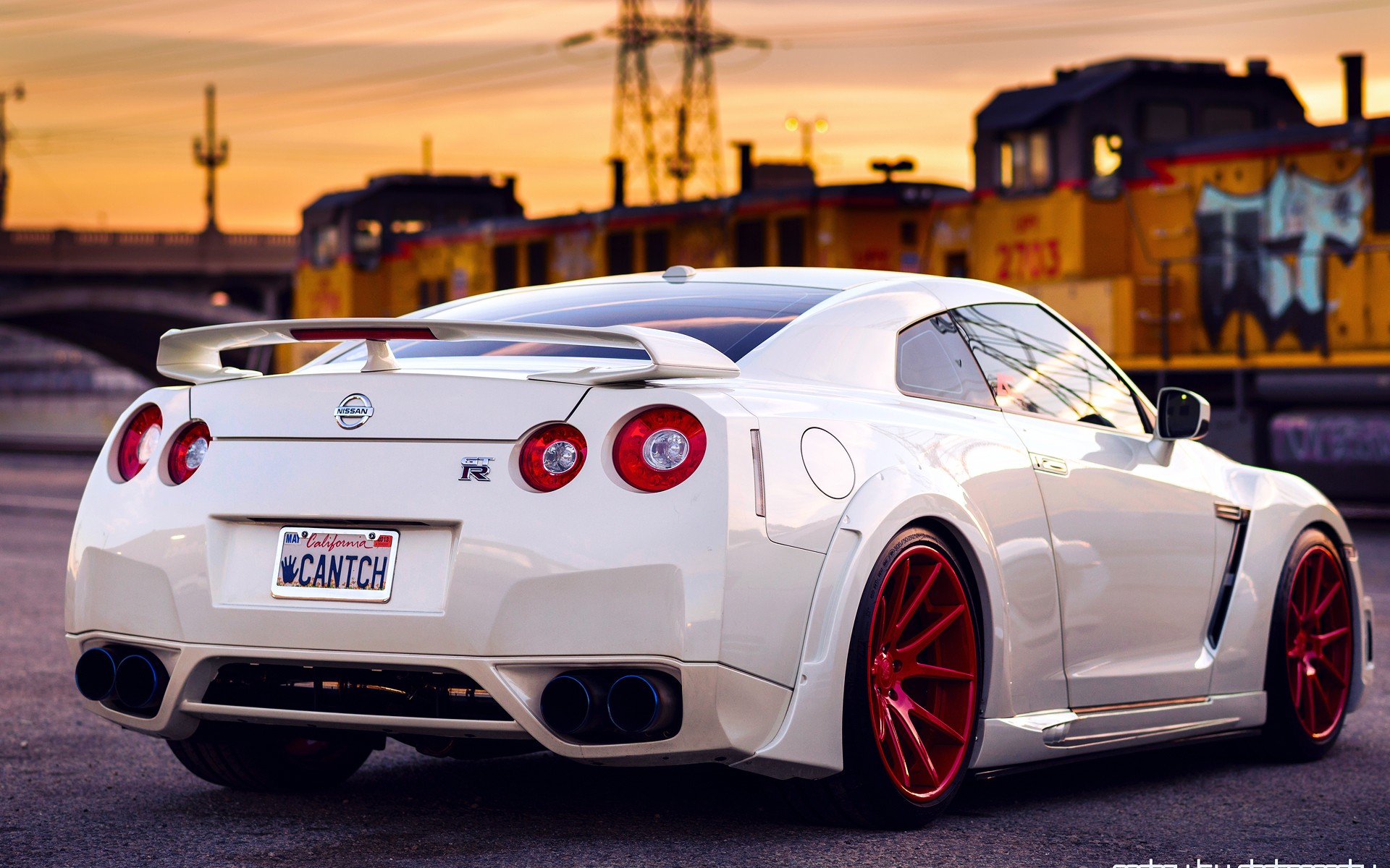 nissan, Gt r, White, Back, Red, Wheels, Sky, Sunset, Tuning, Supercar, Supercars Wallpaper