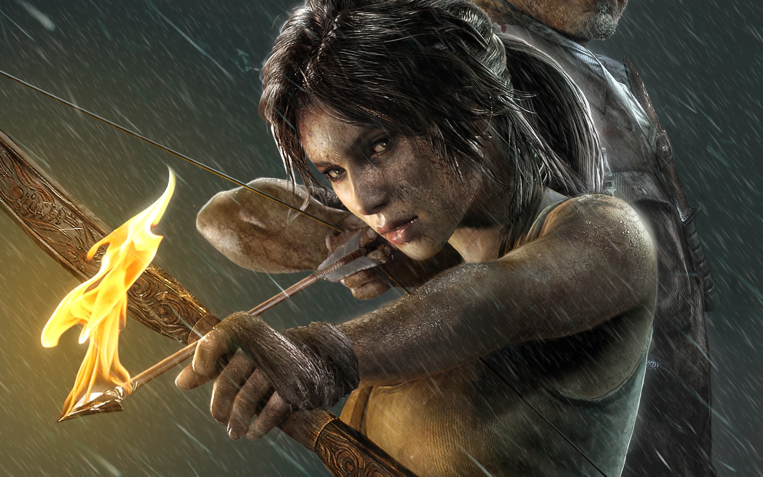 tomb, Raider, 2013, Archers, Warriors, Fire, Rain, Lara, Croft, Games, Girls Wallpaper