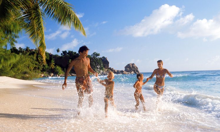 vacaciones, Playa, Familia, Juegos HD Wallpaper Desktop Background
