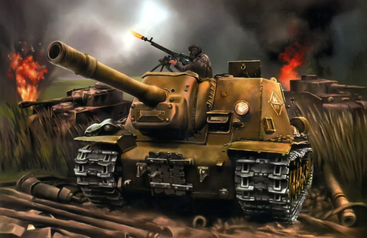 world, Of, Tanks, Painting, Art, Spg, Isu 152, Tank, Military, Battle HD Wallpaper Desktop Background