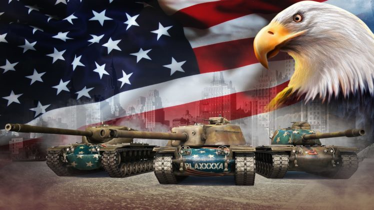 world, Of, Tanks, Tank, Eagles, Usa, Flag, Games, Military HD Wallpaper Desktop Background