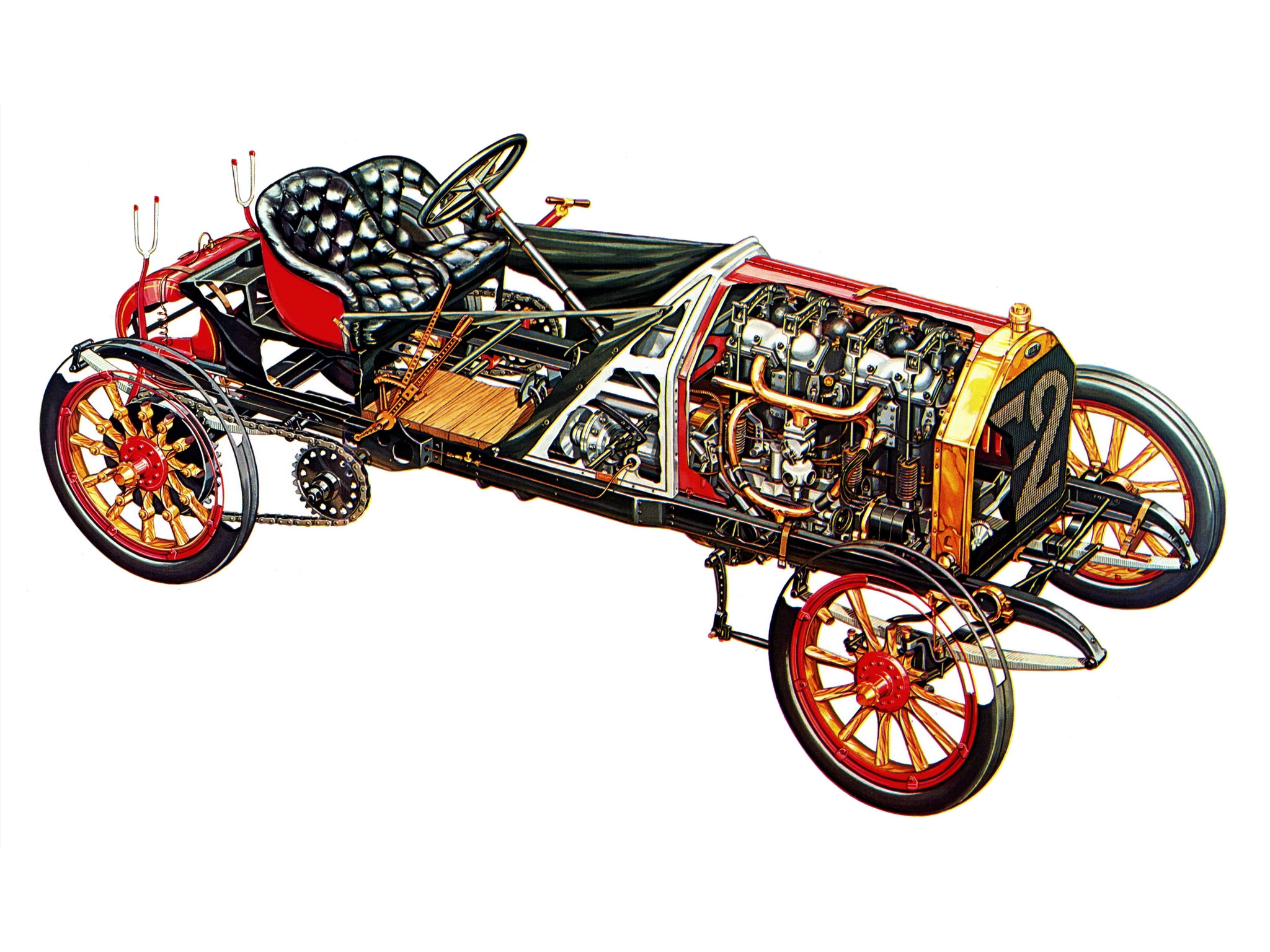 1907, Fiat, 130 hp, Grand, Prix, France, Corsa, Race, Racing, Retro, Old, Antique, Interior, Engine, Engines Wallpaper
