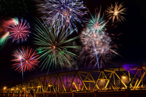 usa, Bridge, Fireworks