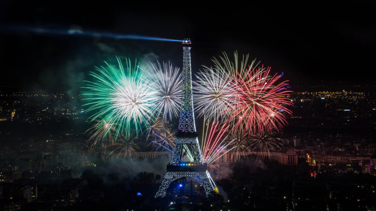 Eiffel Tower Paris Night Fireworks Wallpapers Hd Desktop And