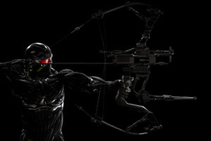 crysis, 3, Black, Background, Man, Bow, Armor