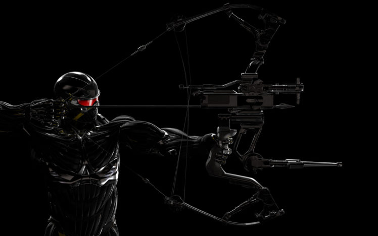 crysis, 3, Black, Background, Man, Bow, Armor HD Wallpaper Desktop Background