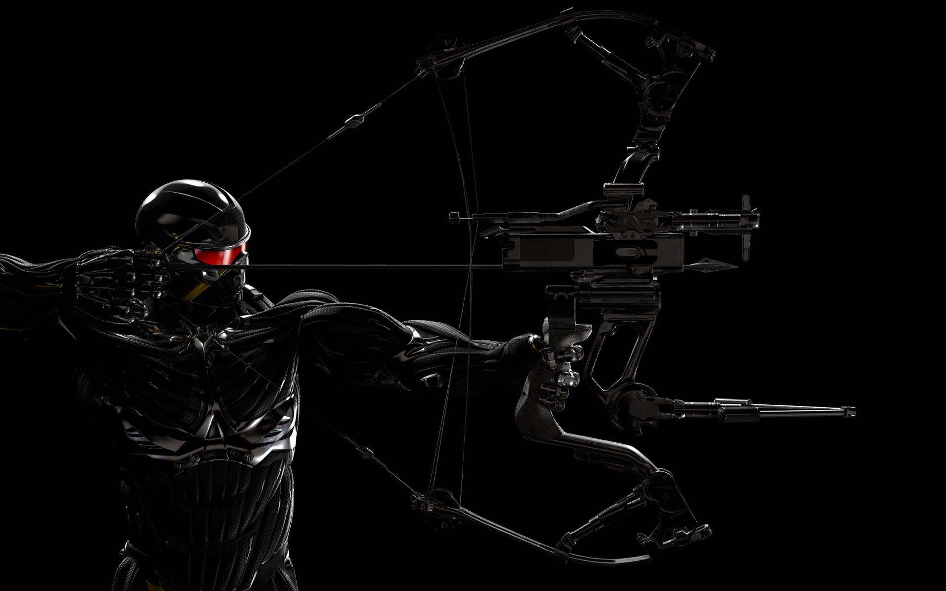 crysis, 3, Black, Background, Man, Bow, Armor Wallpaper