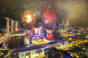 singapore, Fireworks, Night