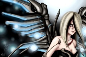 league, Of, Legends, Kayle, Wings, Blonde, Girl, Game, Girls, Fantasy
