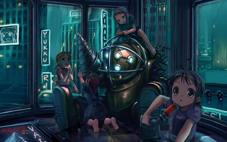 big, Daddy, Bioshock, Nurses, Drill, Anime, Girls HD Wallpaper Desktop Background