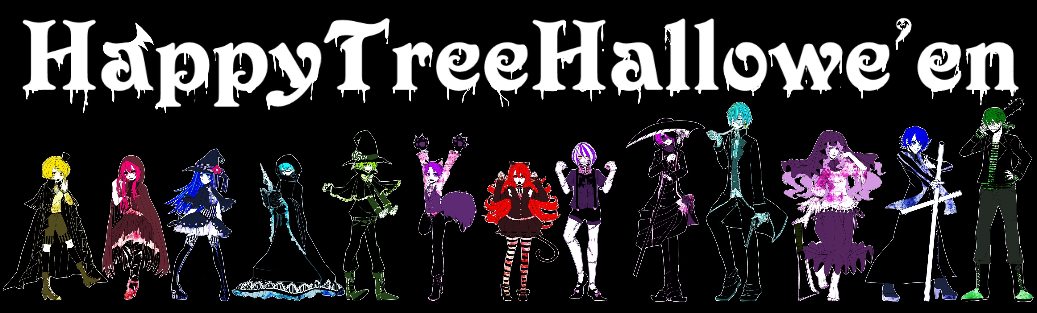 happy, Tree, Friends, Halloween Wallpaper