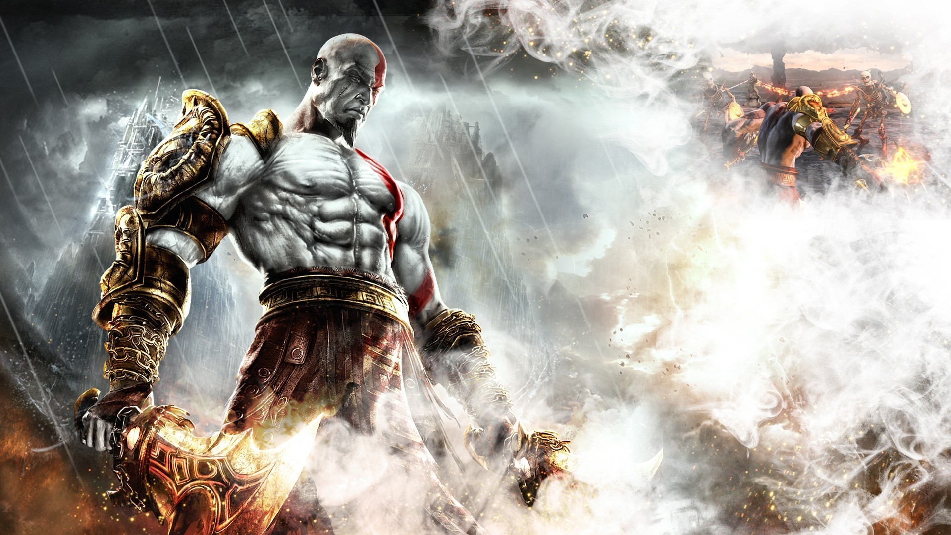 god, Of, War, Warrior, Men, Smoke, Games, Fantasy Wallpaper