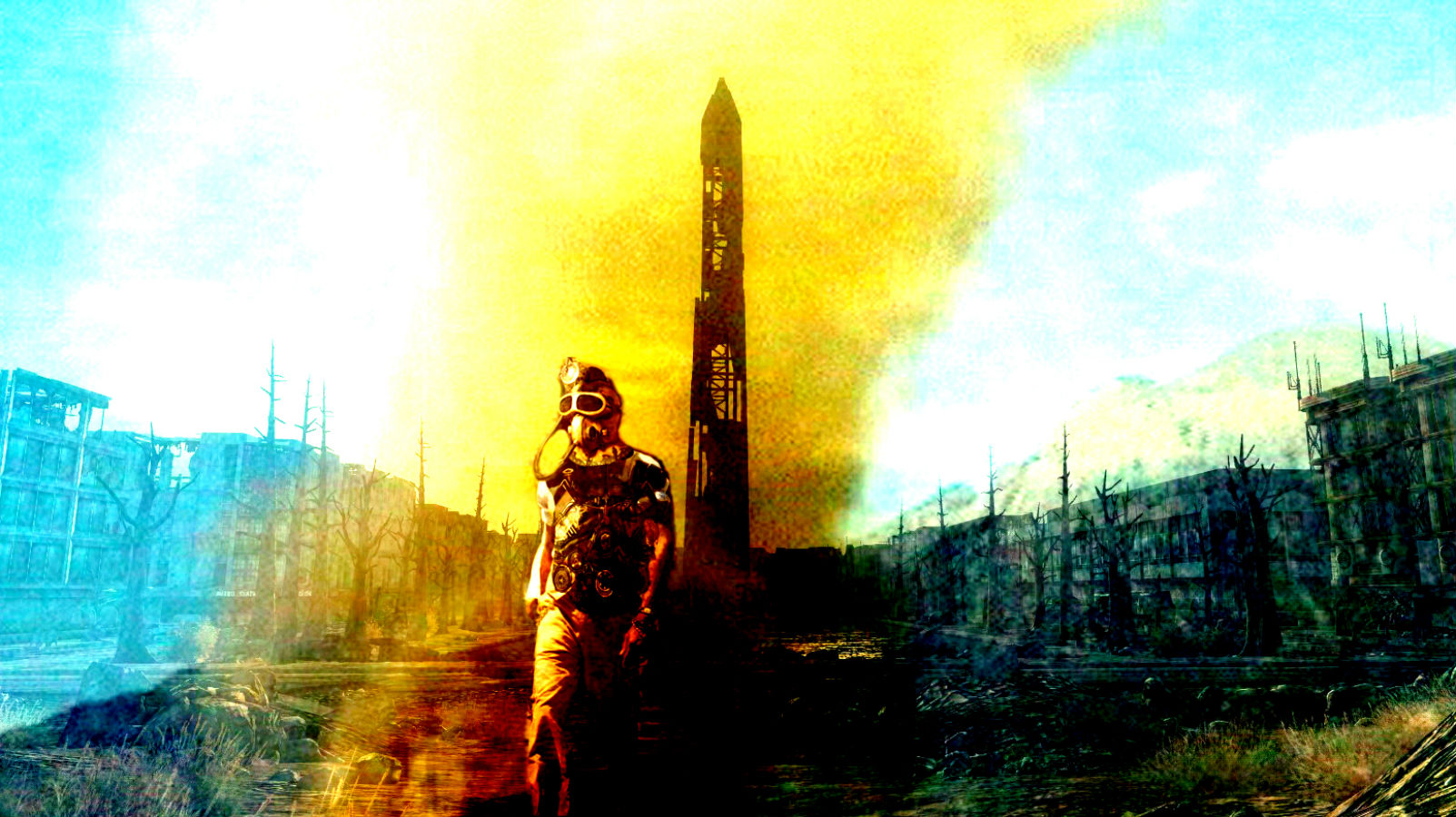 fallout, Sci fi, City, Apocalyptic, Warrior, City, Mask Wallpaper