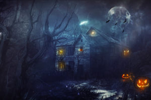 halloween, House, Night, Moon, Pumpkin