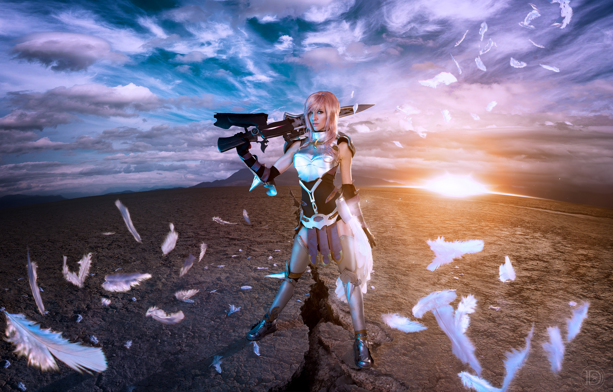 lyz, Brickley, Final, Fantasy, Xiii 2, Lightning, Cosplay, Warrior, Feathers, Weapon Wallpaper