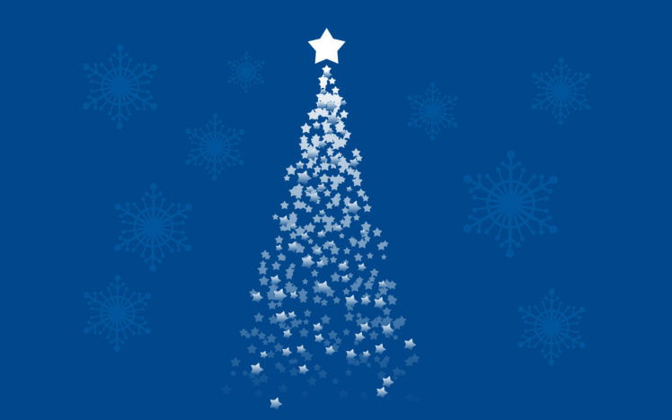 blue, Stars, Christmas, Christmas, Trees, Artwork HD Wallpaper Desktop Background