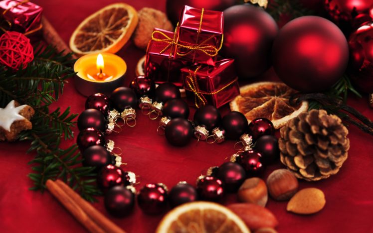 christmas, Decoration, Heart, Balls, Ornaments, New, Year HD Wallpaper Desktop Background