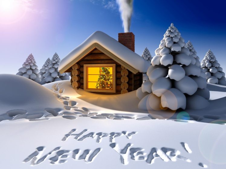 snow, New, Year, Cabin HD Wallpaper Desktop Background