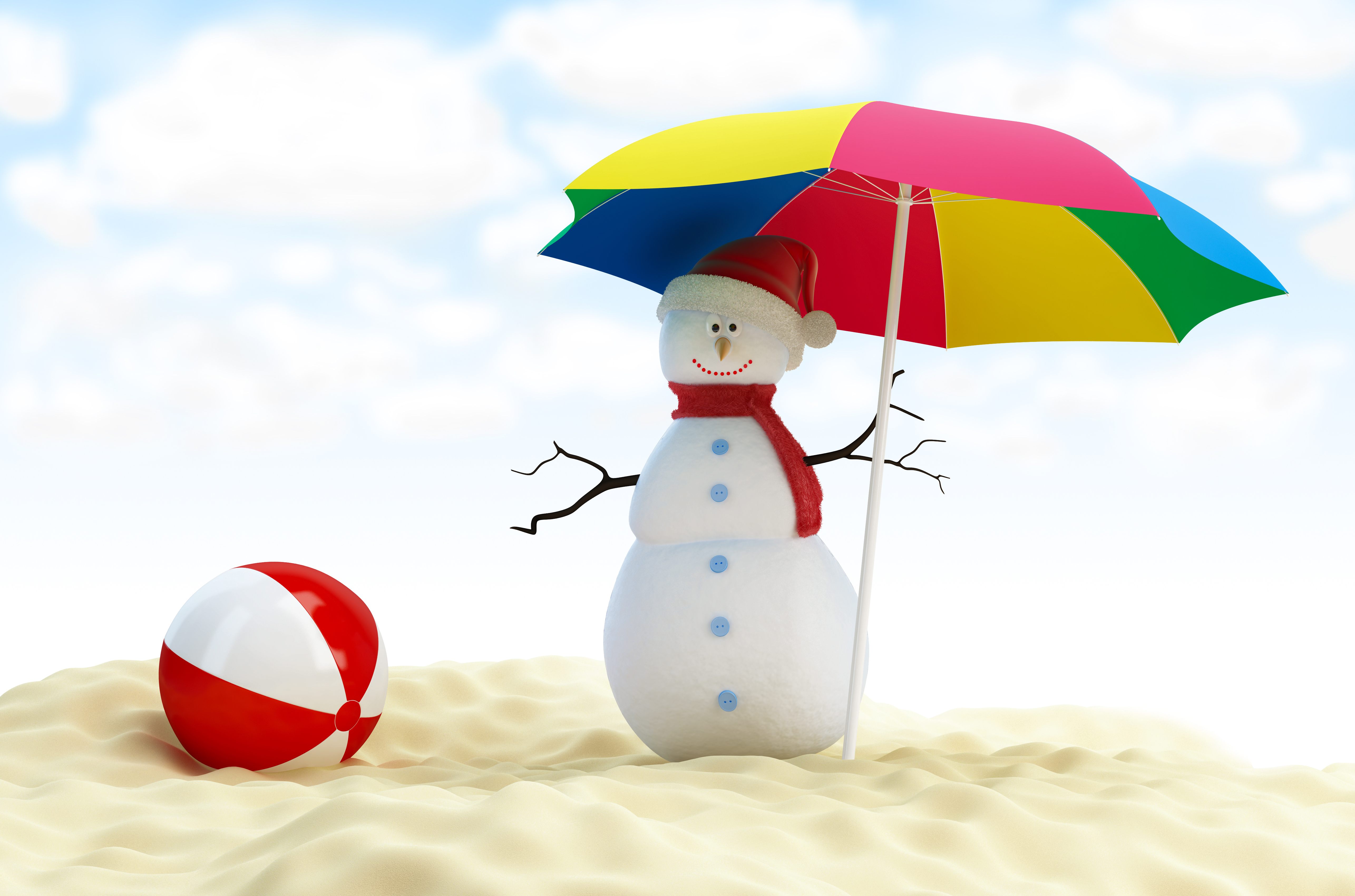 snowmen, Umbrella, Winter, Hat Wallpaper