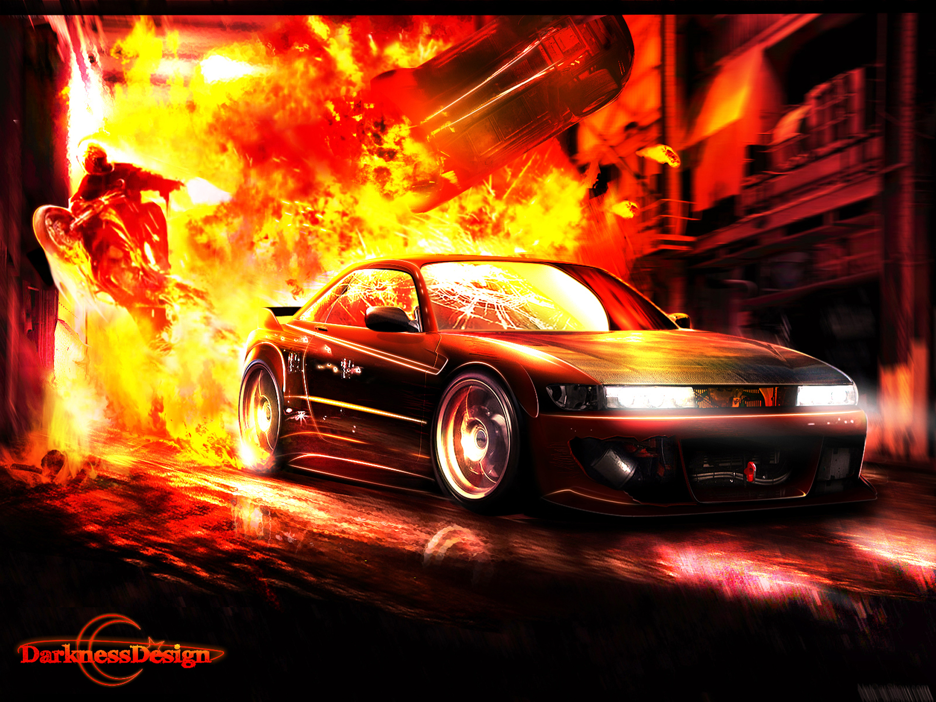 cars, Explosion Wallpaper