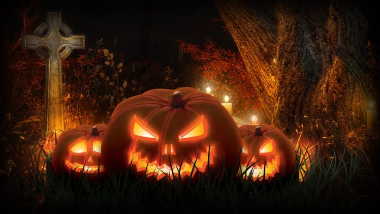 halloween, Scary, Spooky, Cemetery, Pumpkins HD Wallpaper Desktop Background
