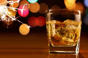 lights, Glass, Alcohol, Whiskey, Christmas, Ice, Cubes