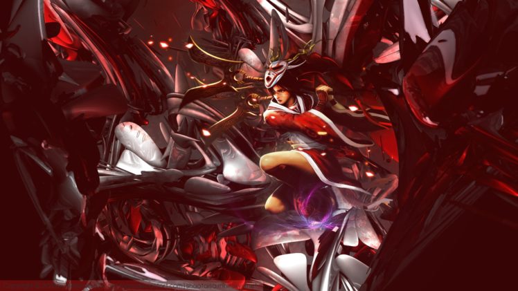 abstract, Video, Games, Blood, Moon, League, Of, Legends, Akali, Game, Characters HD Wallpaper Desktop Background