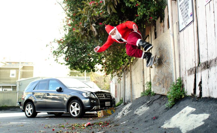 skateboard, Skateboarding, Skate, Christmas, Santa HD Wallpaper Desktop Background