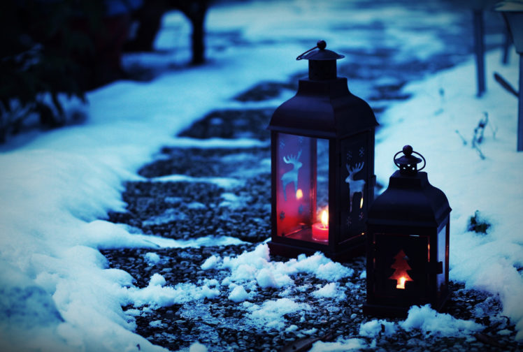 mood, Snow, Lantern, Lamp, Christmas, Fire, Candle HD Wallpaper Desktop Background