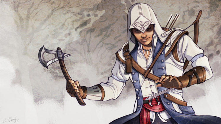 assassins, Creed, 3, Warrior, Battle, Axes, Hood, Headgear, Games, Fantasy HD Wallpaper Desktop Background