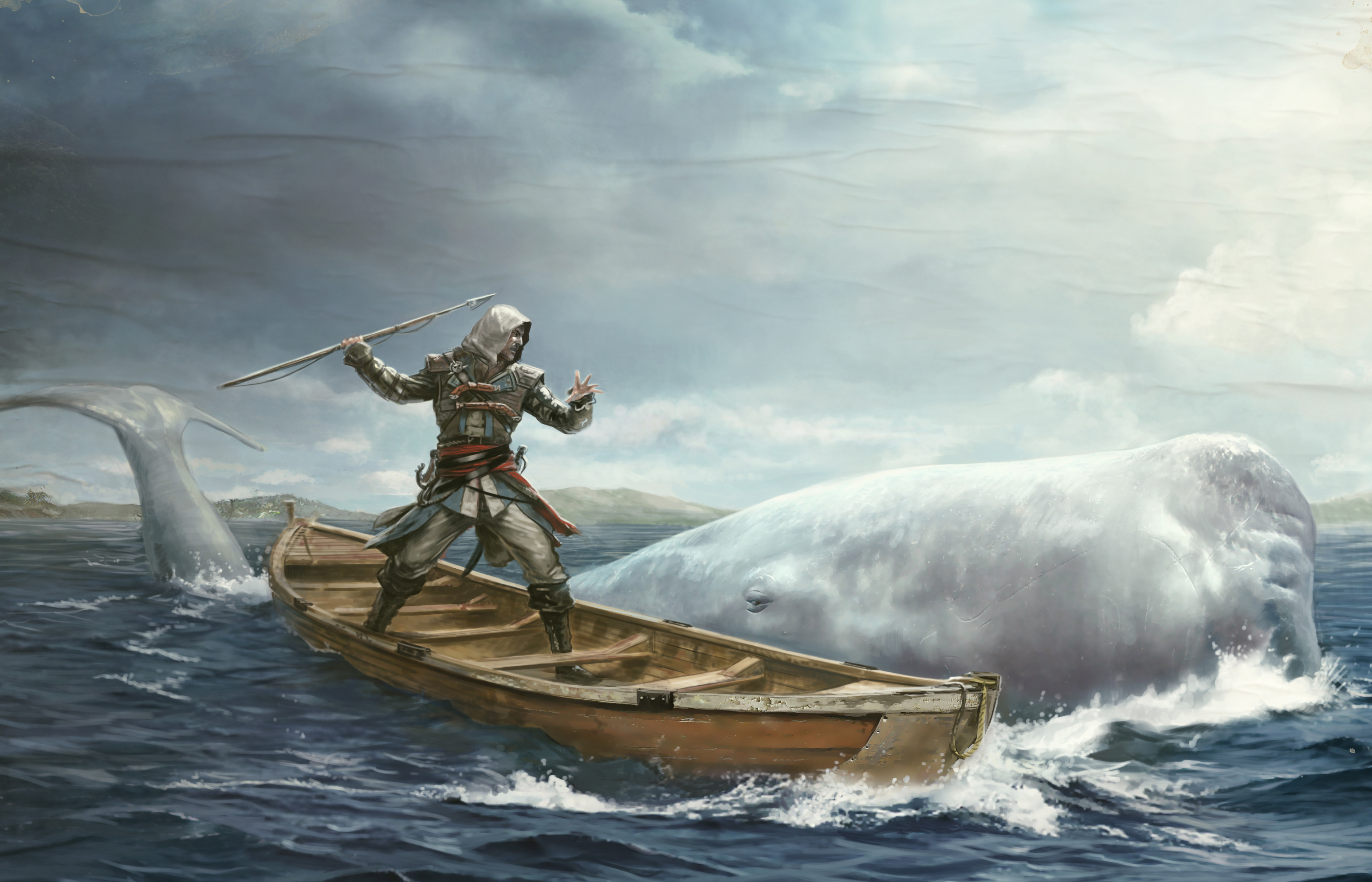 assassins, Creed, 4, Black, Flag, Boats, Warrior, Fantasy, Whale Wallpaper